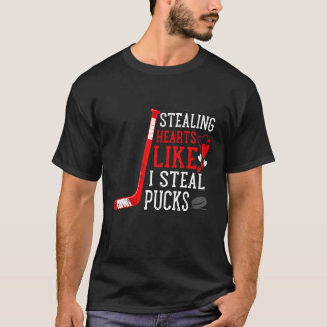 Stealing Heart Like I Steal Pucks Valentines Day H T-Shirt (Front)