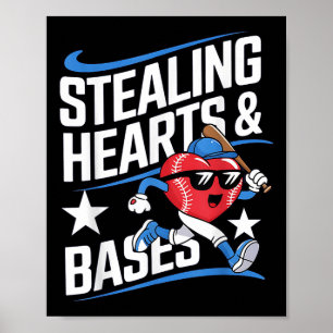 Stealing Hearts And Bases Baseball Valentine’s Day Poster