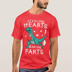 Stealing Hearts And Blasting Fart Valentine Raptor T-Shirt
