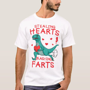 Stealing Hearts And Blasting Fart Valentine Raptor T-Shirt
