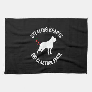 Stealing Hearts And Blasting Farts Boston Terrier Tea Towel