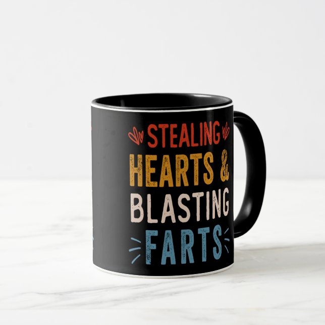 Stealing Hearts And Blasting Farts Funny Valentine Mug (Front Right)