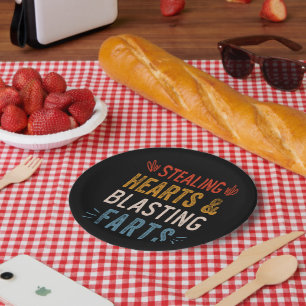 Stealing Hearts And Blasting Farts Funny Valentine Paper Plate