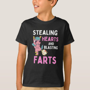 Stealing Hearts And Blasting Farts Kids Unicorn T-Shirt