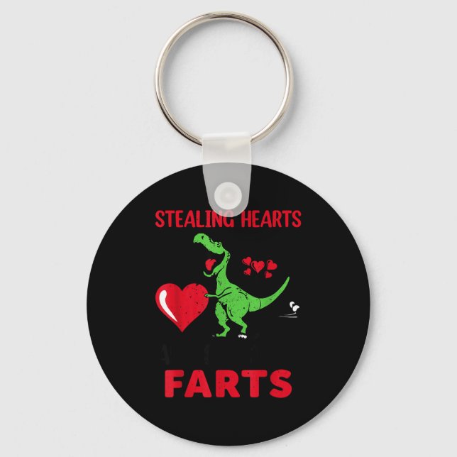 Stealing Hearts And Blasting Farts T Rex Cute Todd Key Ring (Front)