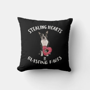 Stealing Hearts Blasting Farts Boston Terrier Cushion
