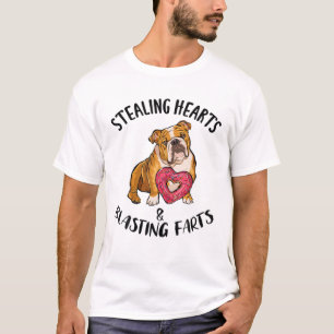 Stealing Hearts Blasting Farts Bulldog Valentines T-Shirt