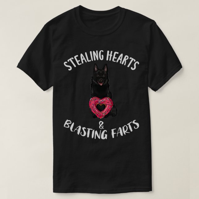 Stealing Hearts Blasting Farts Schipperke Valentin T-Shirt (Design Front)