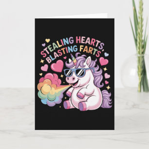 Stealing Hearts Blasting Farts Unicorn Valentine _ Card