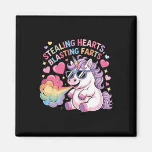 Stealing Hearts Blasting Farts Unicorn Valentine _ Magnet