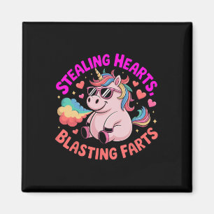 Stealing Hearts Blasting Farts Unicorn Valentine Magnet