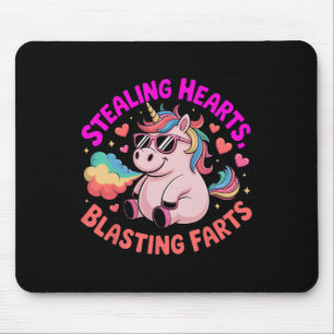 Stealing Hearts Blasting Farts Unicorn Valentine Mouse Mat