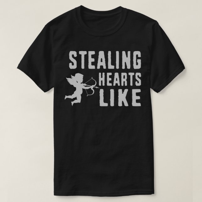 Stealing Hearts Like Cupid Kids Valentines  T-Shirt (Design Front)
