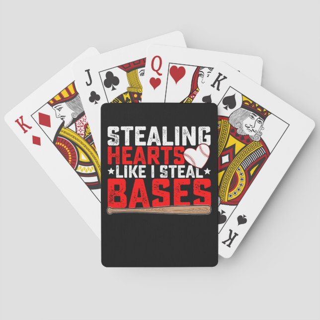 Stealing Hearts Like I Steal Bases Baseball Playing Cards (Back)