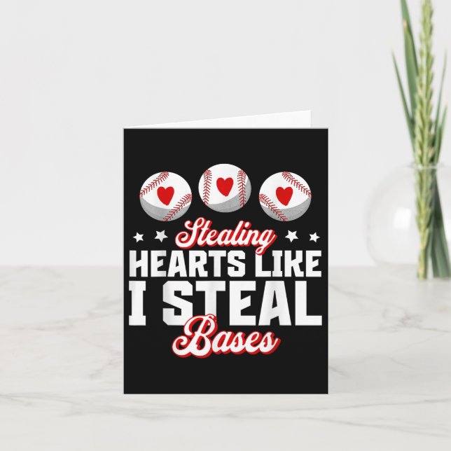 Stealing Hearts Like I Steal Bases Baseball Valent Card (Front)