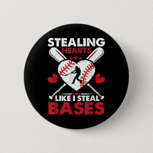 Stealing Hearts Like I Steal Bases, Softball Baseb 6 Cm Round Badge