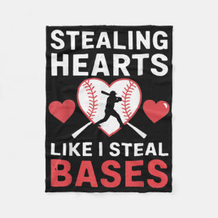 Stealing Hearts Like I Steal Bases Softball Baseba Fleece Blanket