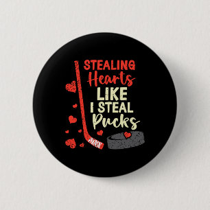 Stealing Hearts Like I Steal Pucks Funny Valentine 6 Cm Round Badge
