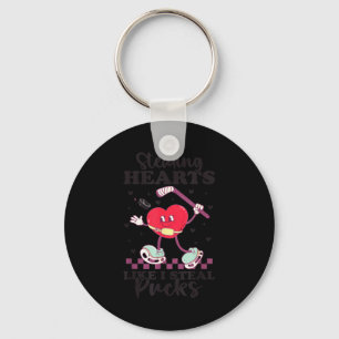 Stealing Hearts Like I Steal Pucks Funny Valentine Key Ring