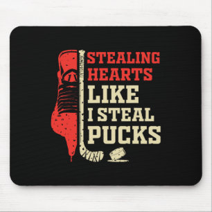 Stealing Hearts Like I Steal Pucks Funny Valentine Mouse Mat