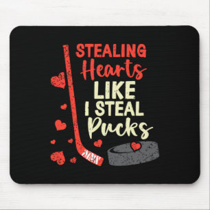 Stealing Hearts Like I Steal Pucks Funny Valentine Mouse Mat