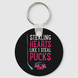 Stealing Hearts Like I Steal Pucks Ice Hockey Vale Key Ring