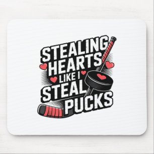 Stealing Hearts Like I Steal Pucks Valentine's Day Mouse Mat