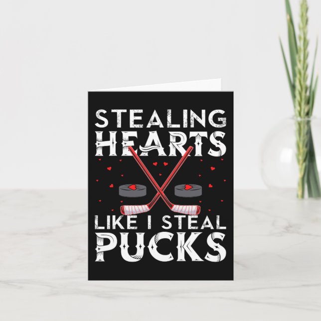 Stealing Hearts Like I Steal Pucks Valentines Hock Card (Front)