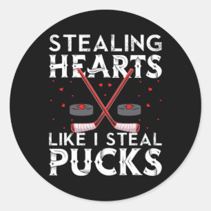 Stealing Hearts Like I Steal Pucks Valentines Hock Classic Round Sticker