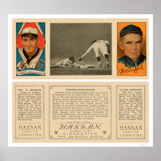 Stealing Second Senators Baseball 1912 Poster (Front)