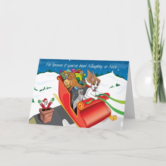 StealingSantasSleighCARD_©ZoeRanucci Holiday Card (Front)