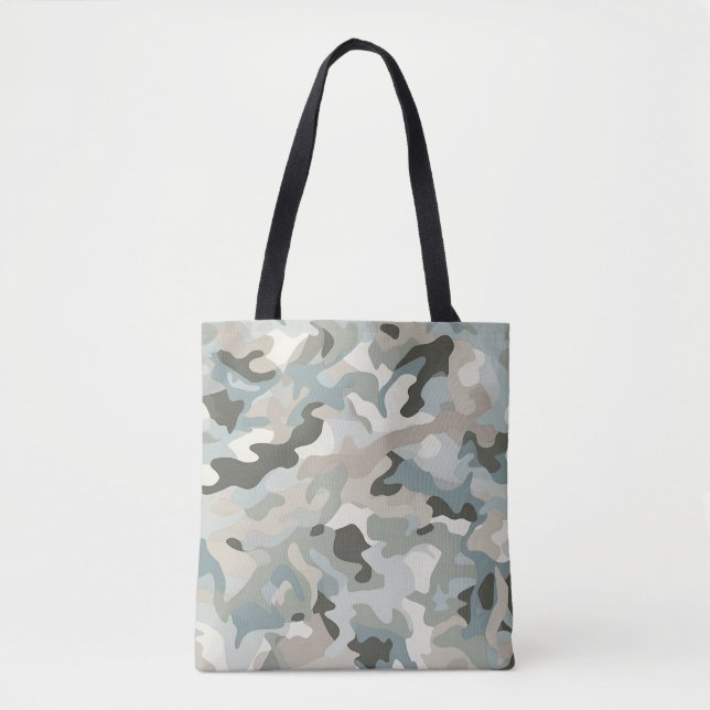 Stealth Blue Camo Wave Tote Bag (Front)