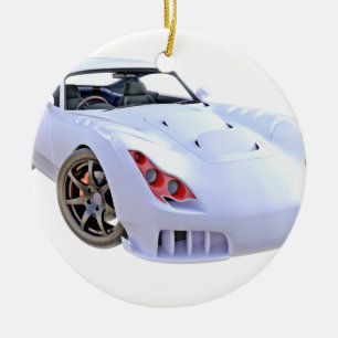 Stealth Car in White Ceramic Tree Decoration