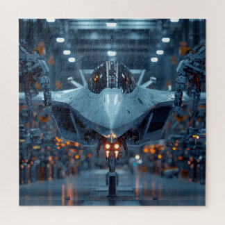 Stealth Jet in Robotic Hangar – Sci-Fi Puzzle