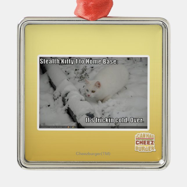 Stealth Kitty 1 Metal Tree Decoration (Front)