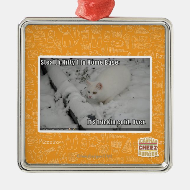 Stealth Kitty 1 Metal Tree Decoration (Front)