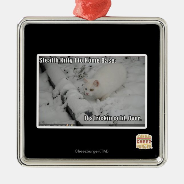 Stealth Kitty 1 Metal Tree Decoration (Front)