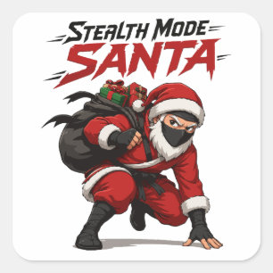 Stealth Mode Santa Ninja Christmas Graphic Square Sticker