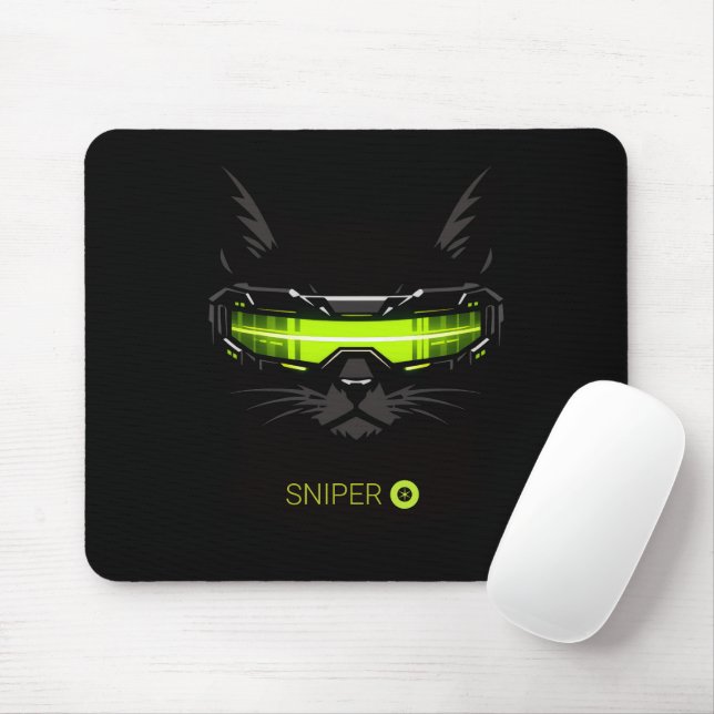 Stealth Sniper Cat Neon Green Professional Mouse P Mat (With Mouse)