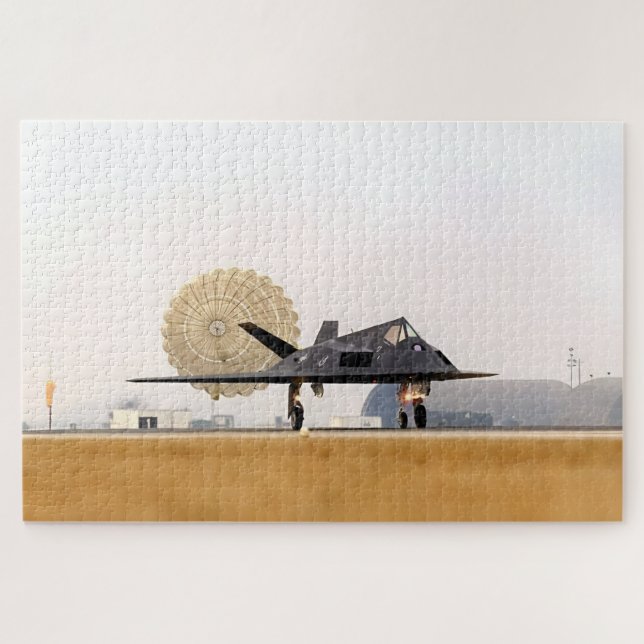 Stealth Touchdown: F-117 Nighthawk Jigsaw Puzzle (Horizontal)