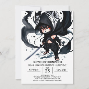 Stealthy Ninja Sword Birthday Invitation