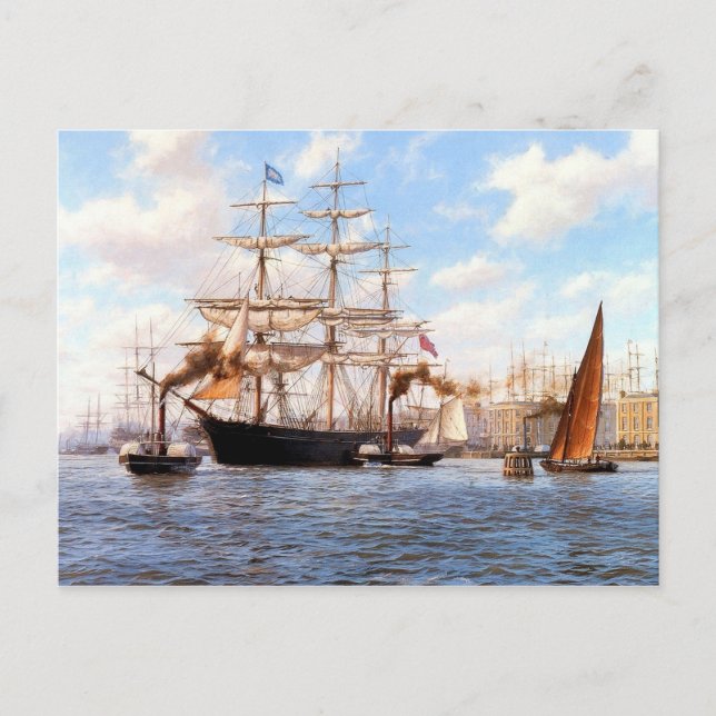 Steam and sail at Greenwhich Postcard (Front)