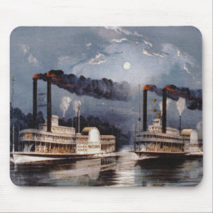 Steam Boat Racing on Mississippi River Mouse Mat