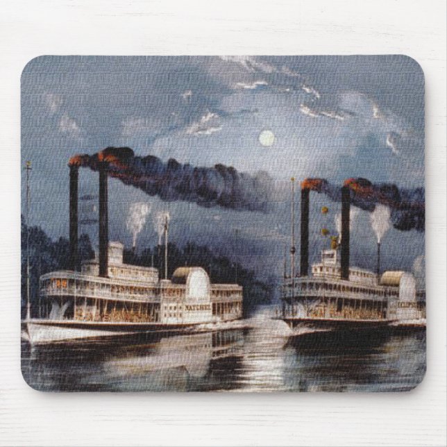 Steam Boat Racing on Mississippi River Mouse Mat (Front)