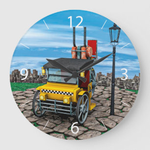 Steam Cab-Taxi Large Clock