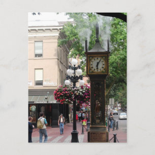 Steam Clock Gastown/Greetings From BC, Canada Postcard
