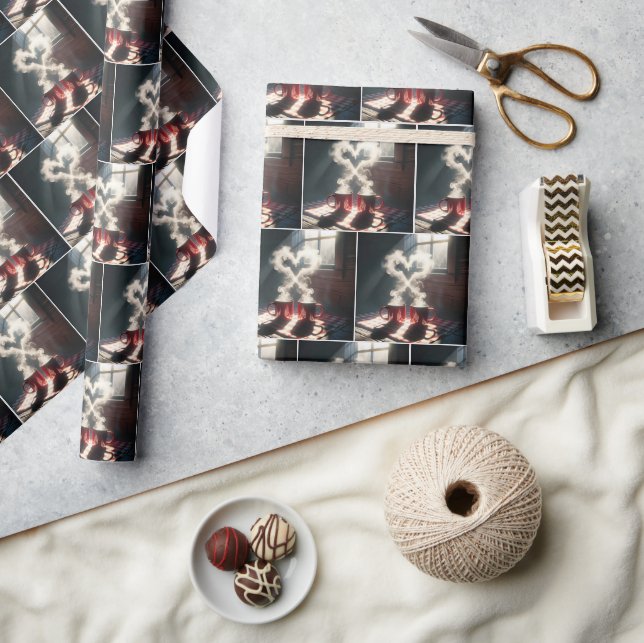 Steam Coffee Hearts Wrapping Paper (Crafts)