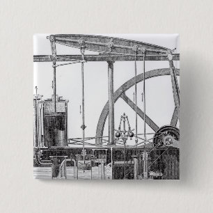 Steam Engine 15 Cm Square Badge