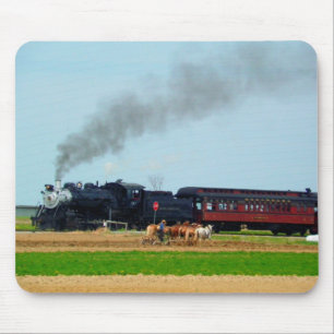 Steam Engine and Amish Farmer Mouse Mat