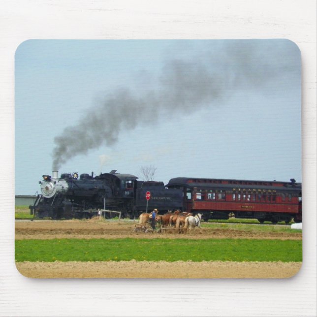 Steam Engine and Amish Farmer Mouse Mat (Front)